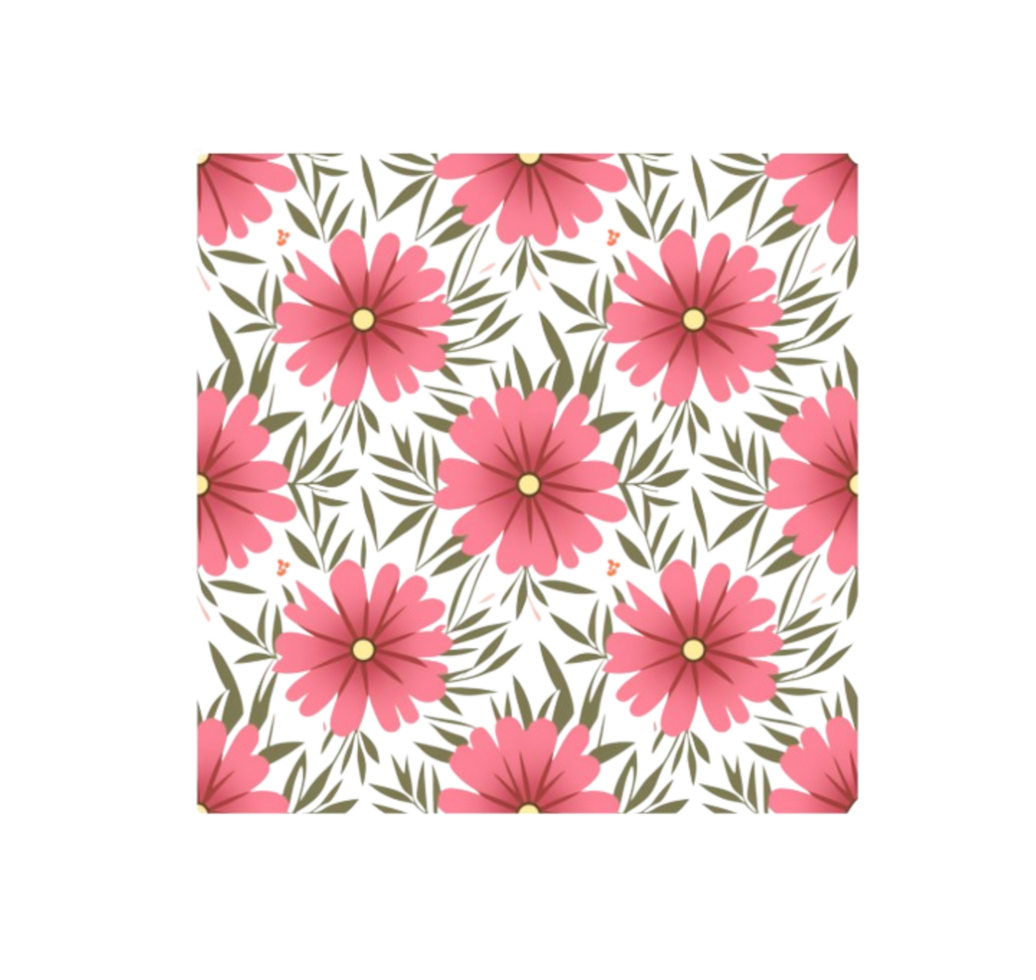 pattern of pink flowers and leaves on a seamless pattern transparent background png