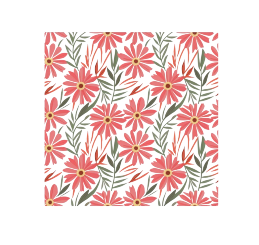 pattern of pink flowers and leaves on a seamless pattern transparent background png