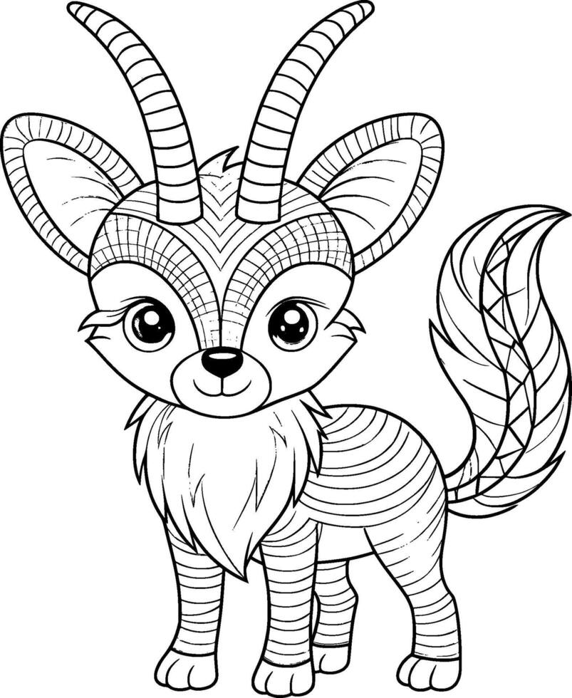 Coloring Page for Kids - Sable - Black and White Line Art vector