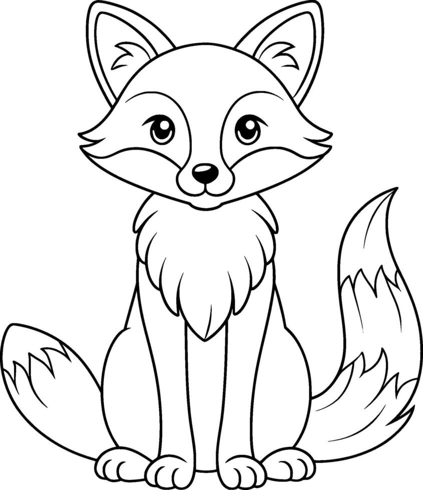 Coloring Page for Kids - Fox - Black and White Line Art vector