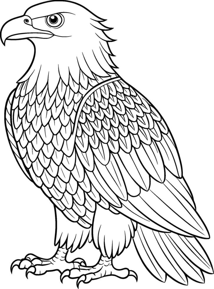 Coloring Page for Kids - Eagle - Black and White Line Art vector