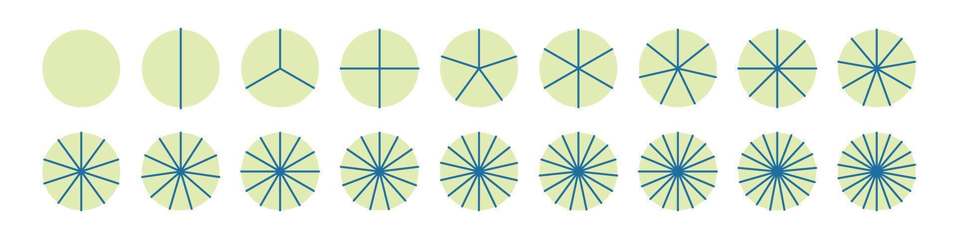 Pie chart with different segments in a circular diagram. wheel graph divided into parts and sections. Flat illustration isolated vector