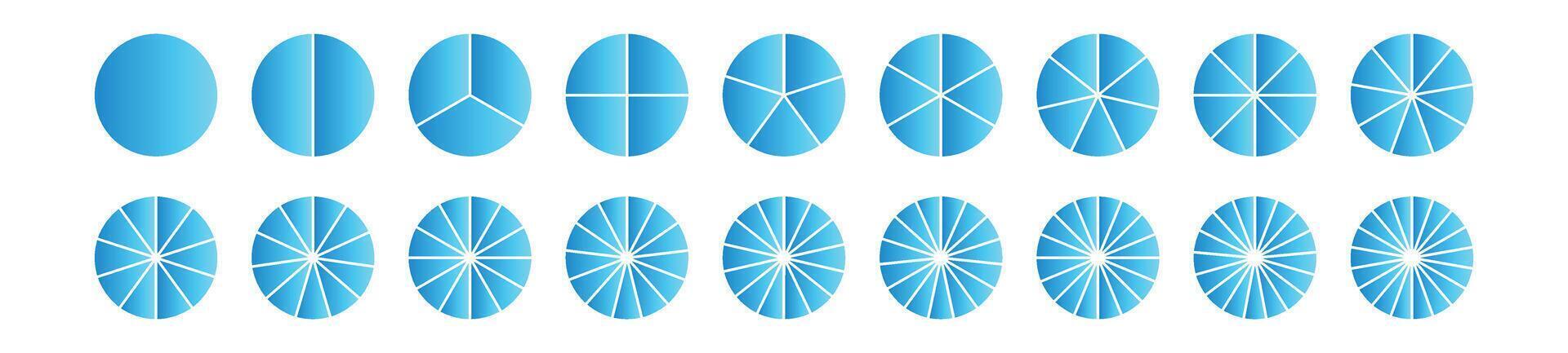 Pie chart with different segments in a circular diagram. wheel graph divided into parts and sections. Flat illustration isolated vector