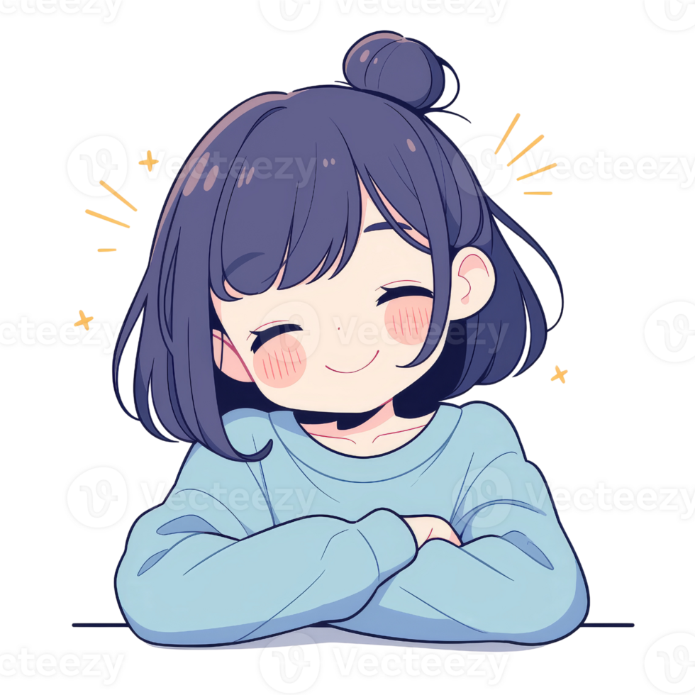Illustration of a cute little girl with a smile on her face png