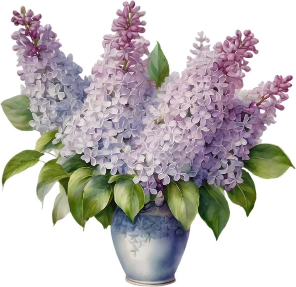 Watercolor Common Lilac, vibrant and delicate. AI-Generated. png