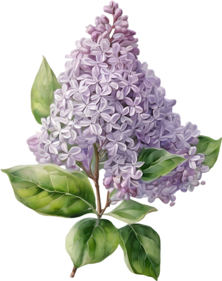 Watercolor Common Lilac, vibrant and delicate. AI-Generated. png