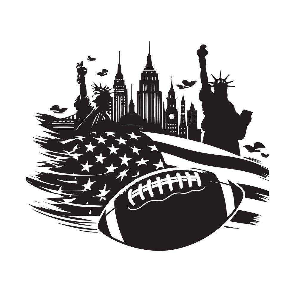 AMERICAN FOOTBALL SILHOUETTE STYLE illustration vector