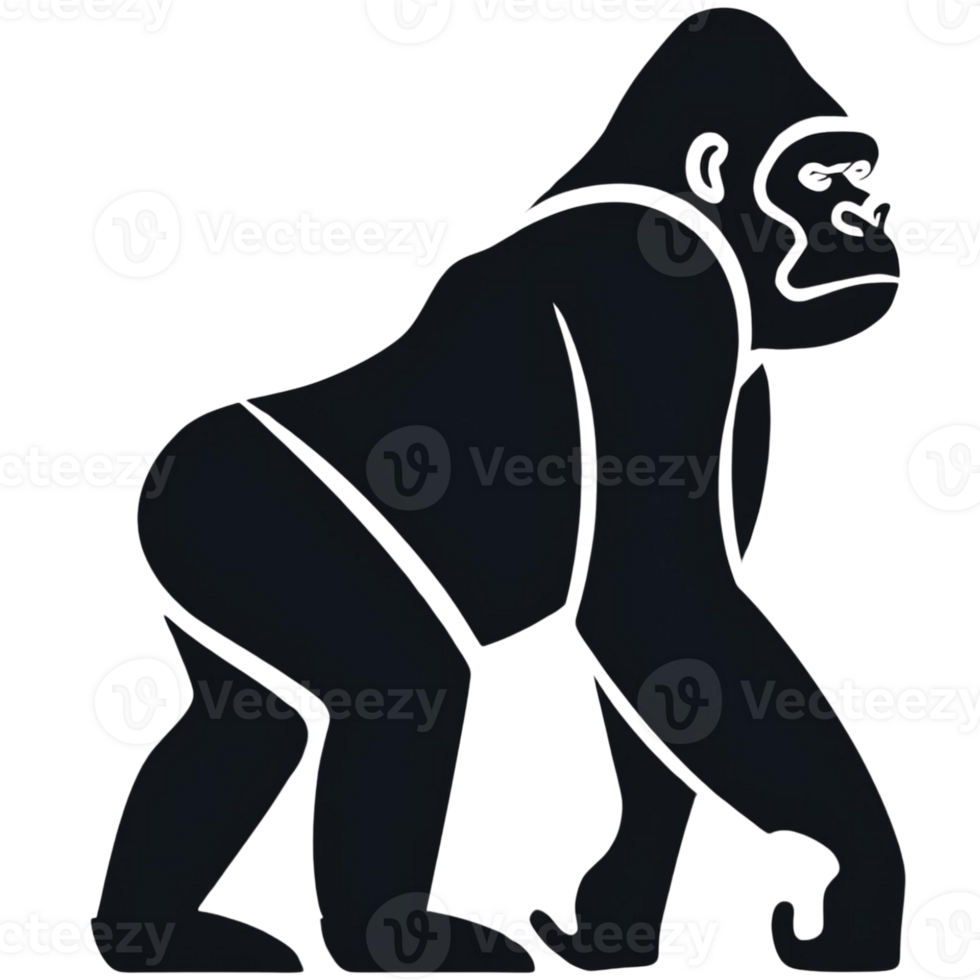 black and cartoon illustration of a Kingkong png