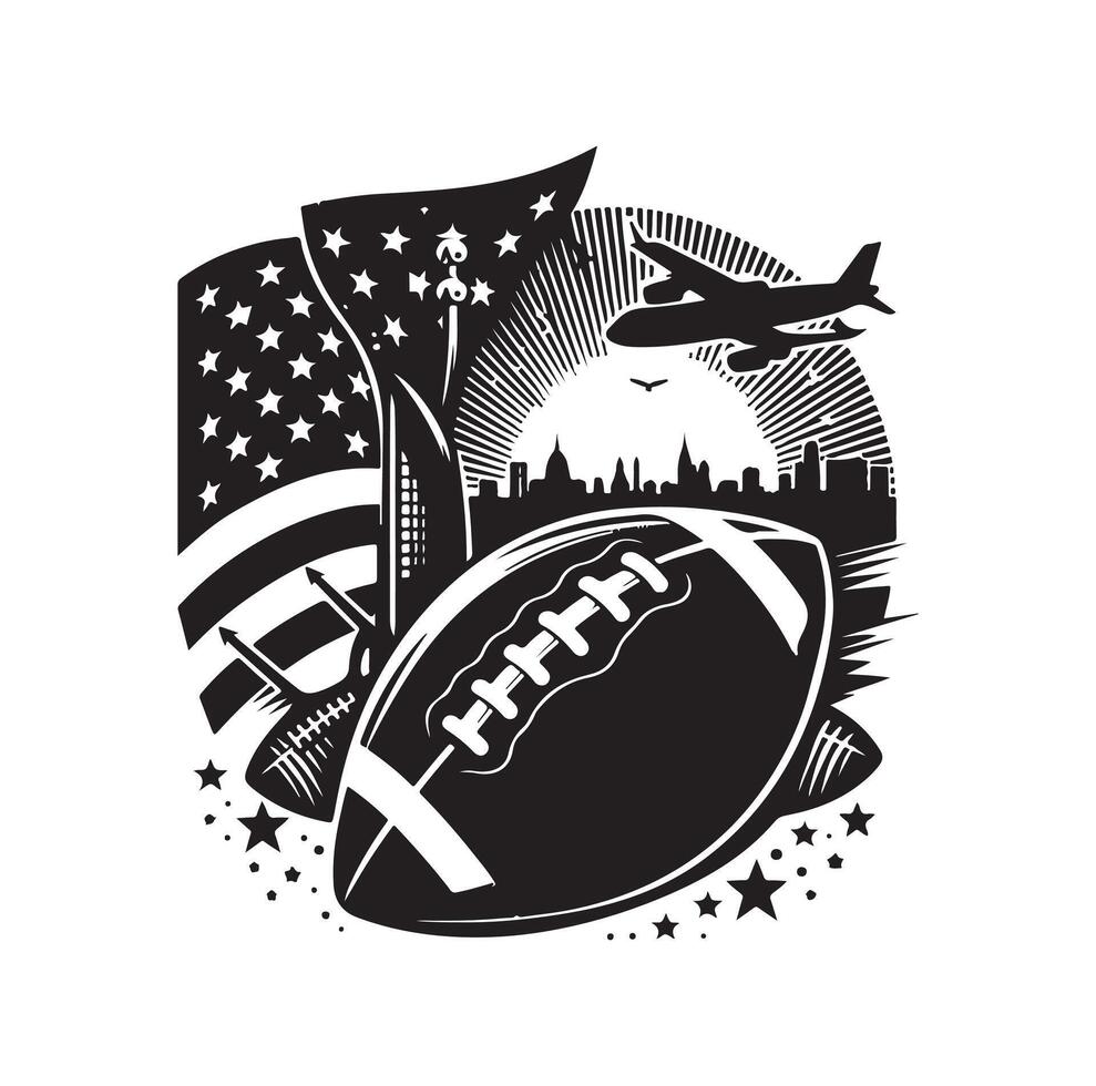 AMERICAN FOOTBALL SILHOUETTE STYLE illustration vector