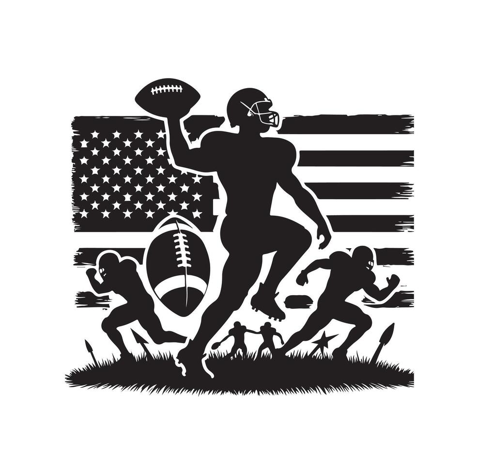 AMERICAN FOOTBALL SILHOUETTE STYLE illustration vector