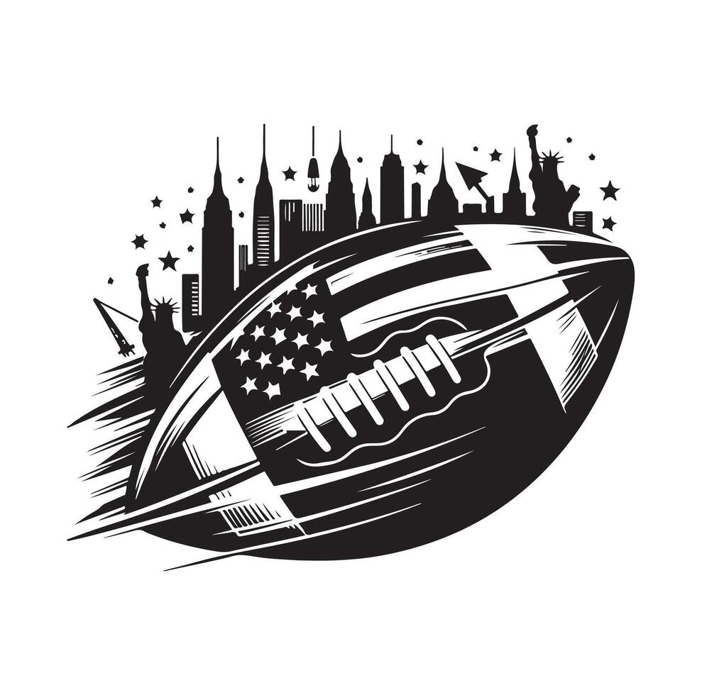 AMERICAN FOOTBALL SILHOUETTE STYLE illustration vector