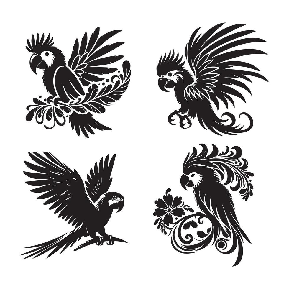 Parrot vectors silhouette