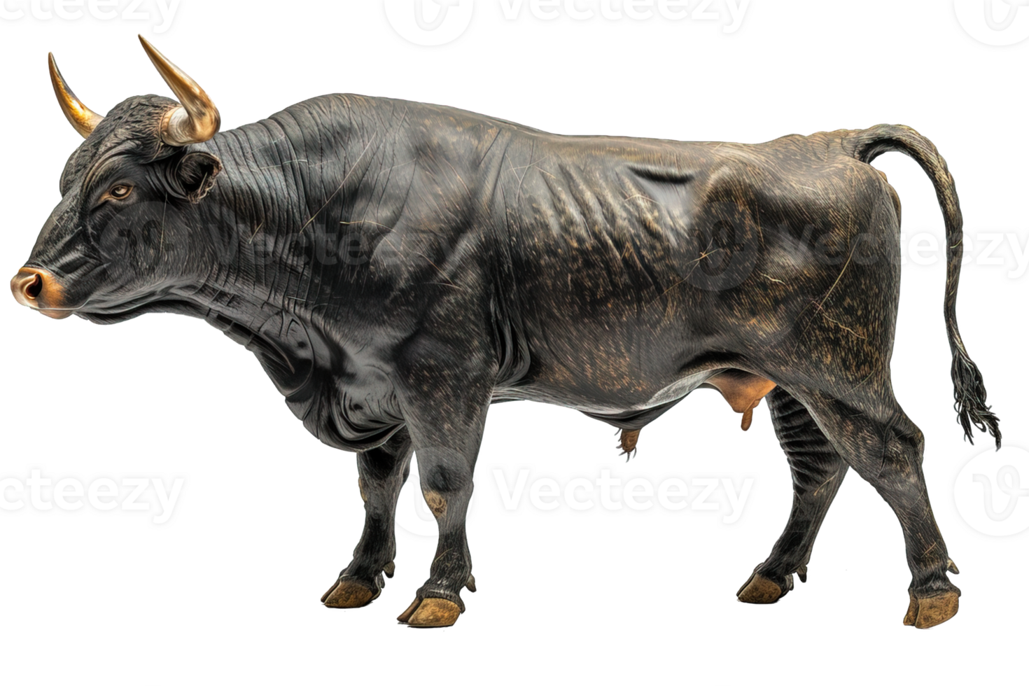 side view bull isolated on transparent background , png