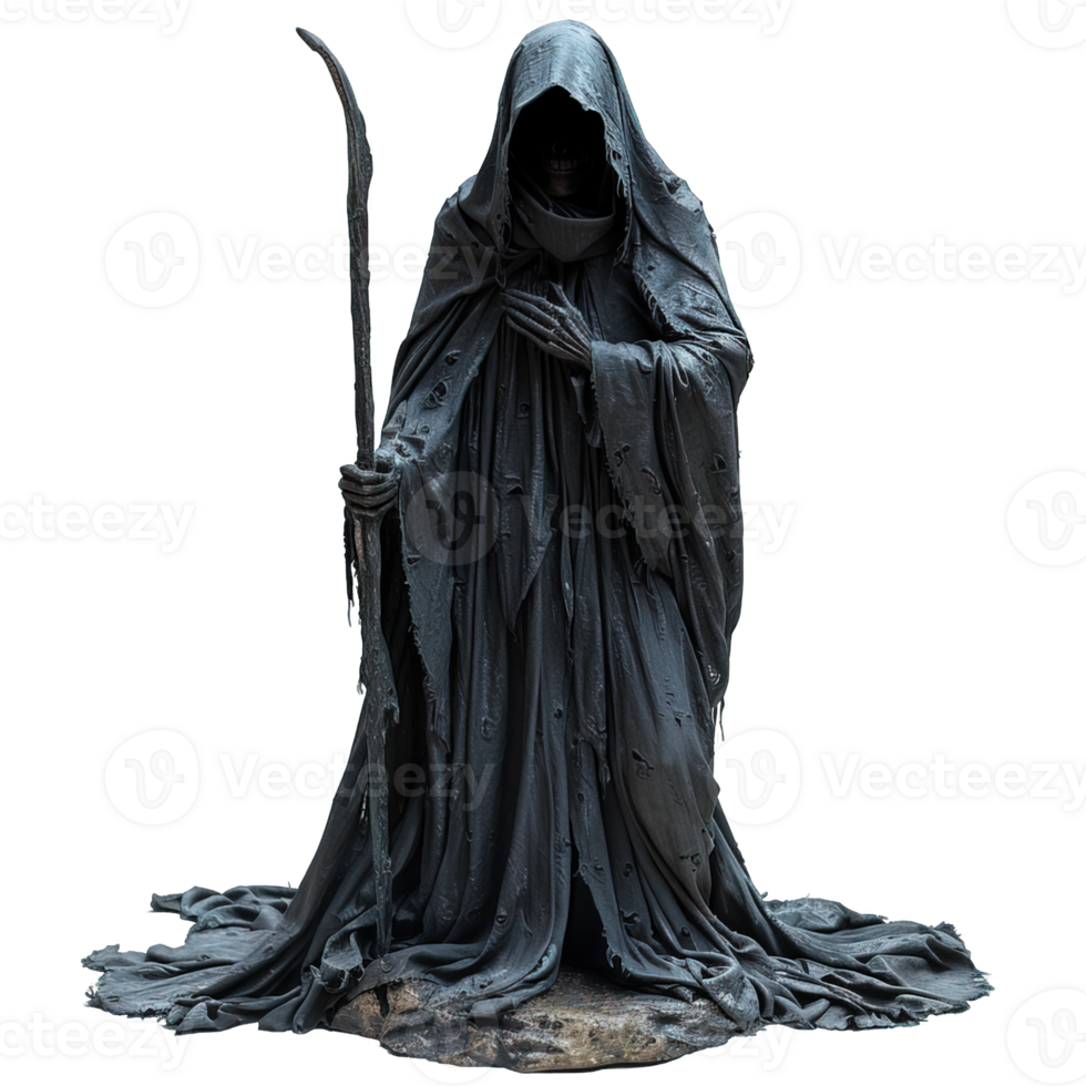 realistic grim reaper isolated on transparent background , png