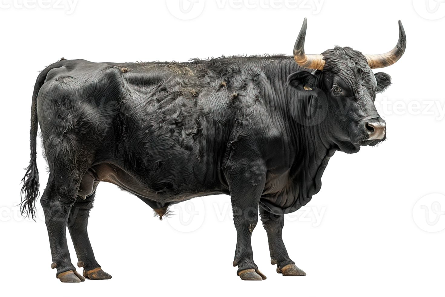 side view bull isolated on transparent background , png