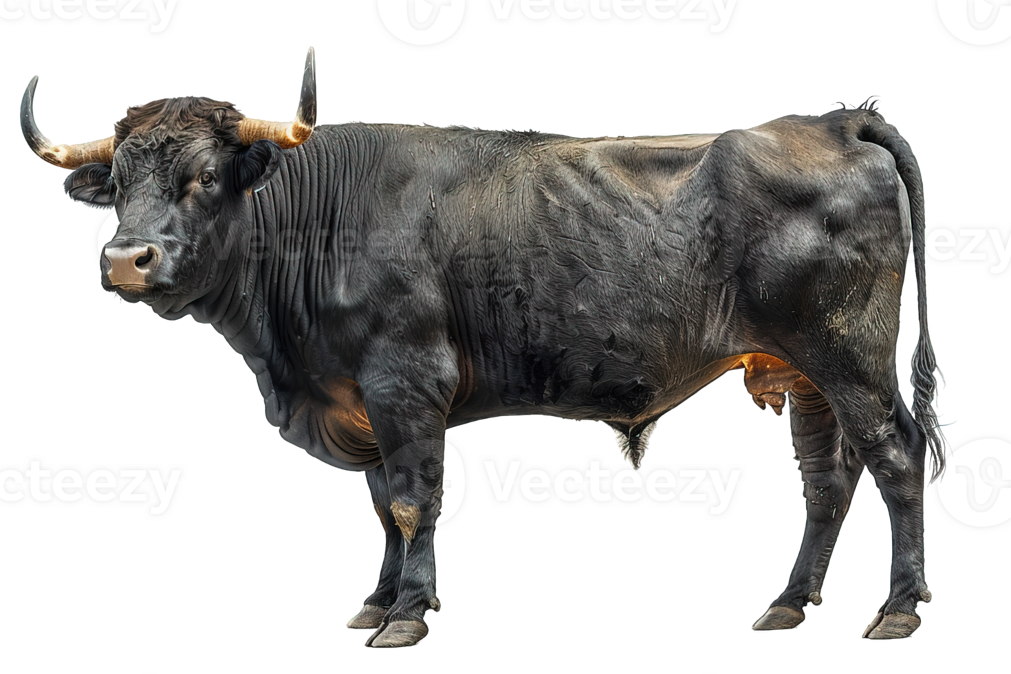 side view bull isolated on transparent background , png