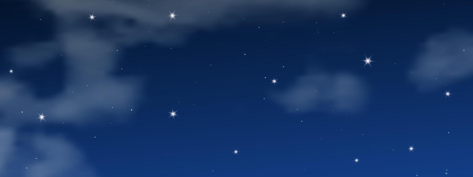 Night sky with clouds and many stars vector