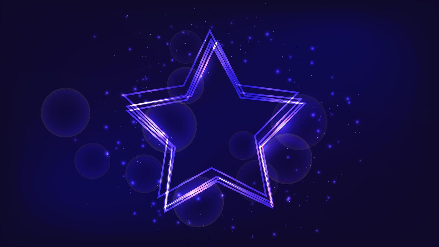 Neon frame in star form with shining effects and sparkles vector