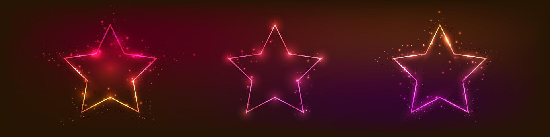 Set of neon frames with shining effects vector