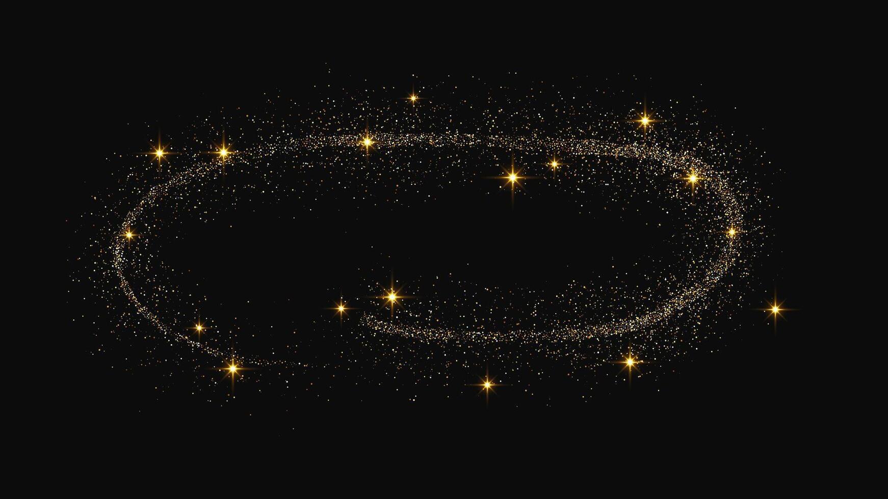 Gold glittering confetti wave and stardust vector