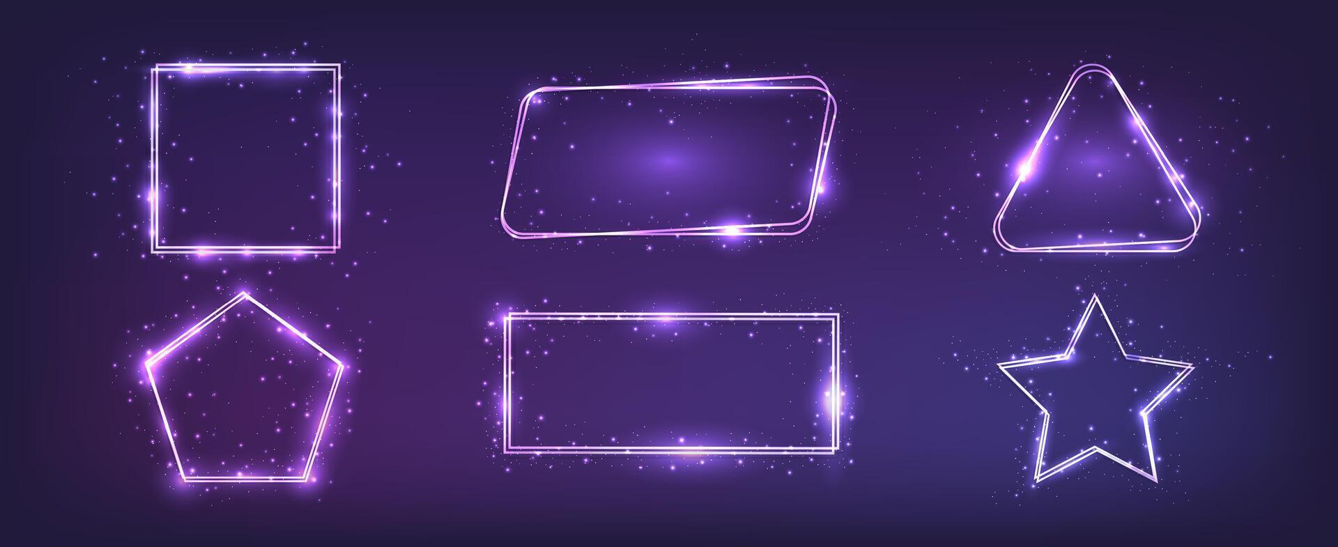 Neon double frame with shining effects vector