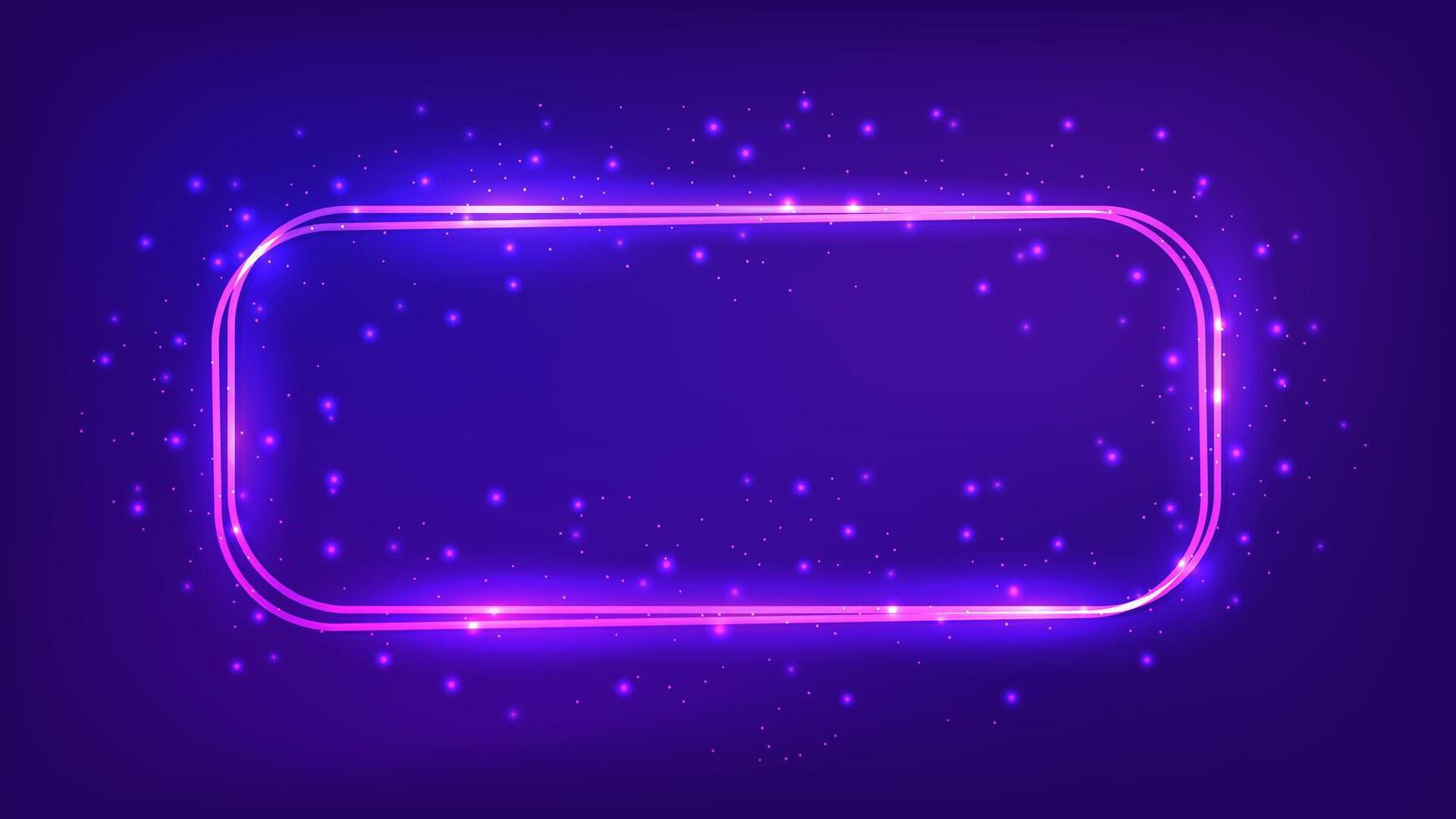 Neon double rounded rectangular frame vector
