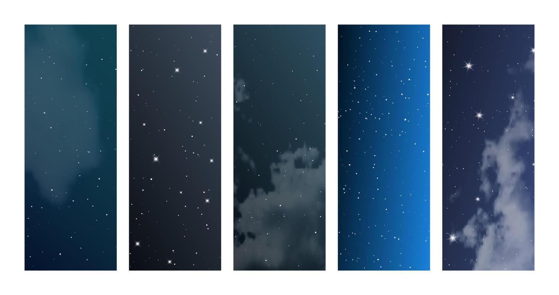 Night sky with clouds and many stars vector