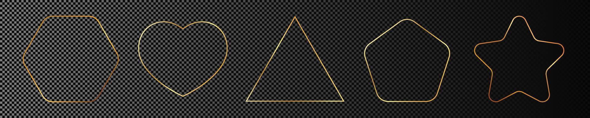 Gold glowing different geometric shape frame vector
