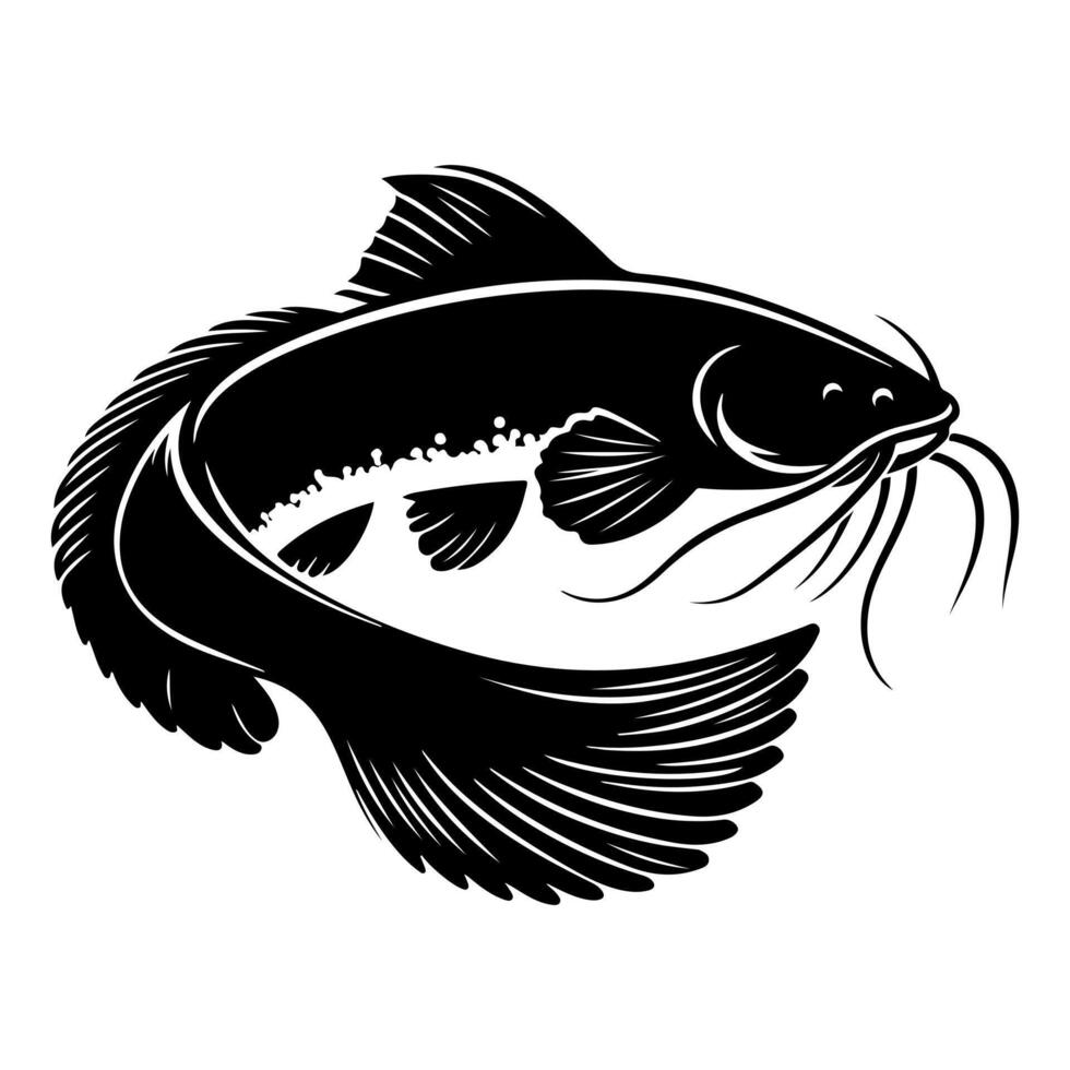 Freshwater fish silhouettes collection. Fish icon isolated vector
