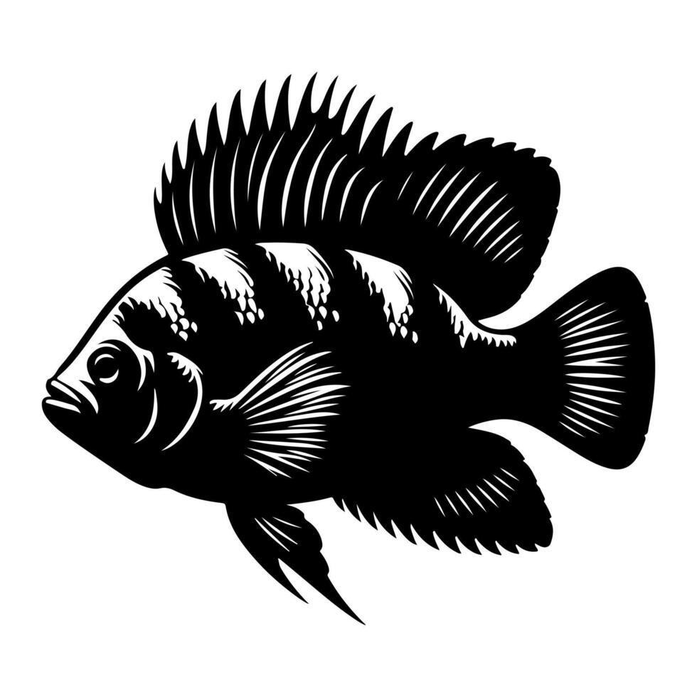 Freshwater fish silhouettes collection. Fish icon isolated vector