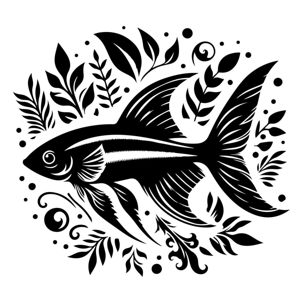 Freshwater fish silhouettes collection. Fish icon isolated vector