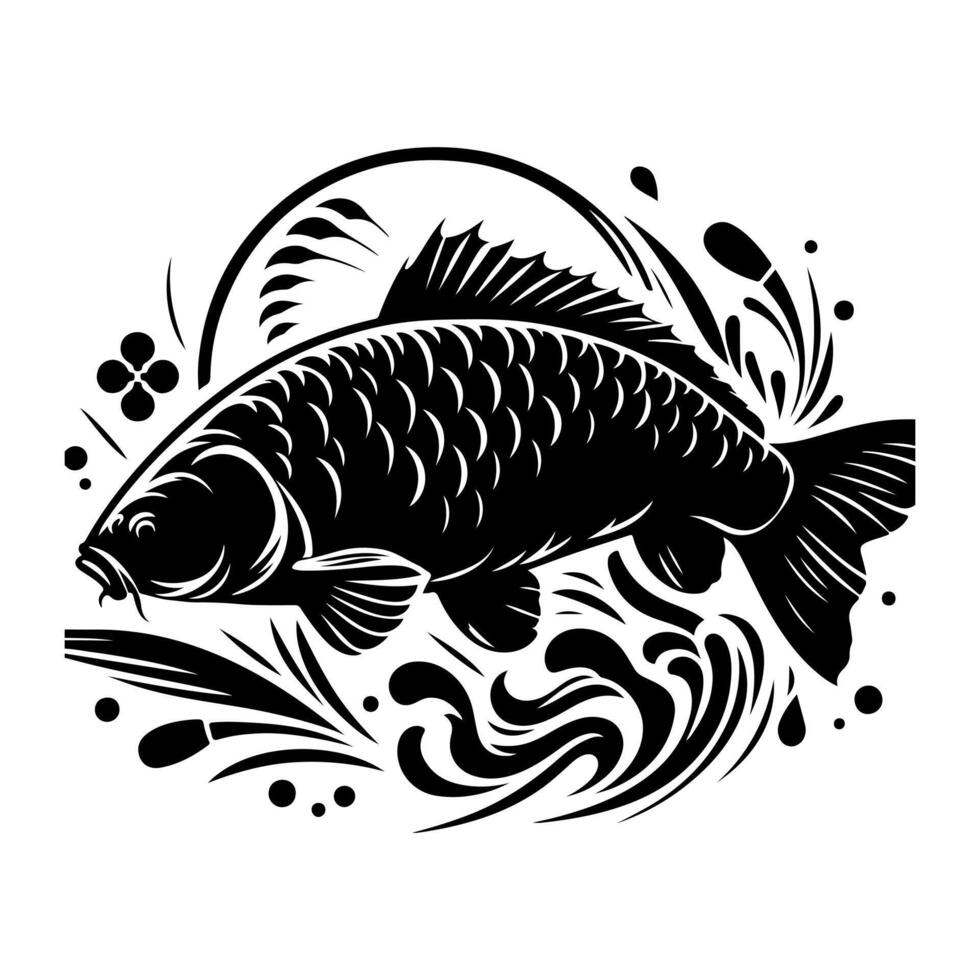 Freshwater fish silhouettes collection. Fish icon isolated vector