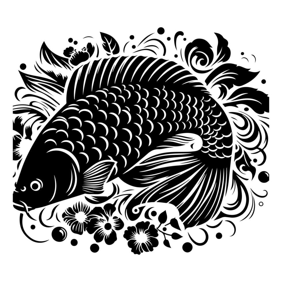 Freshwater fish silhouettes collection. Fish icon isolated vector