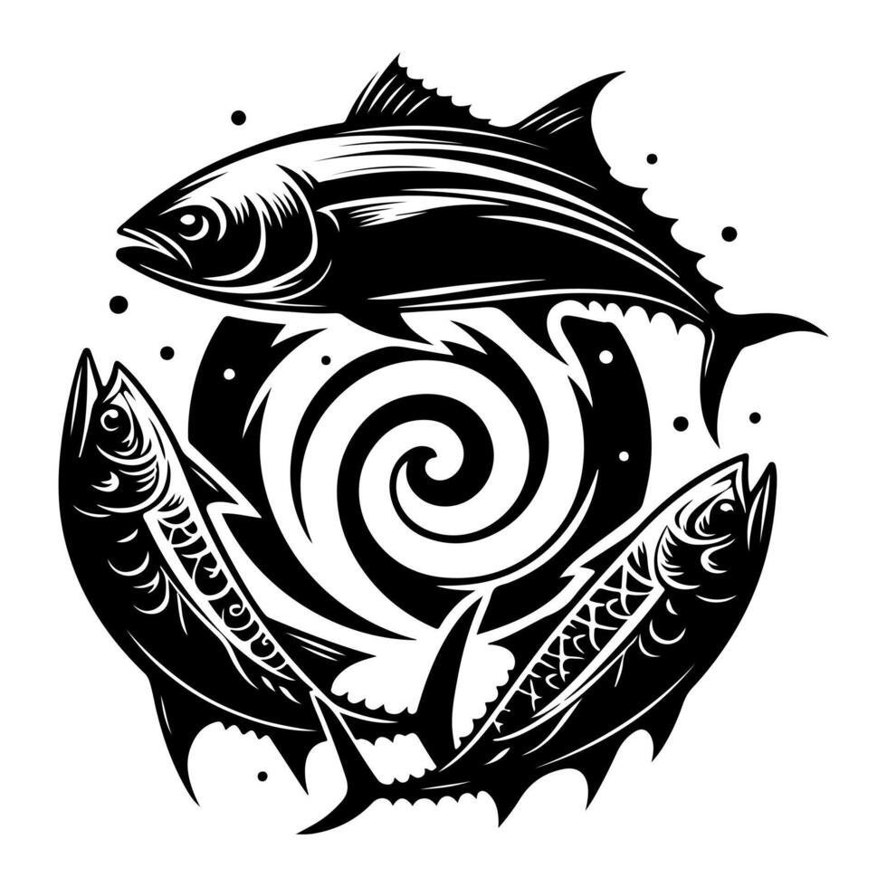 Freshwater fish silhouettes collection. Fish icon isolated vector