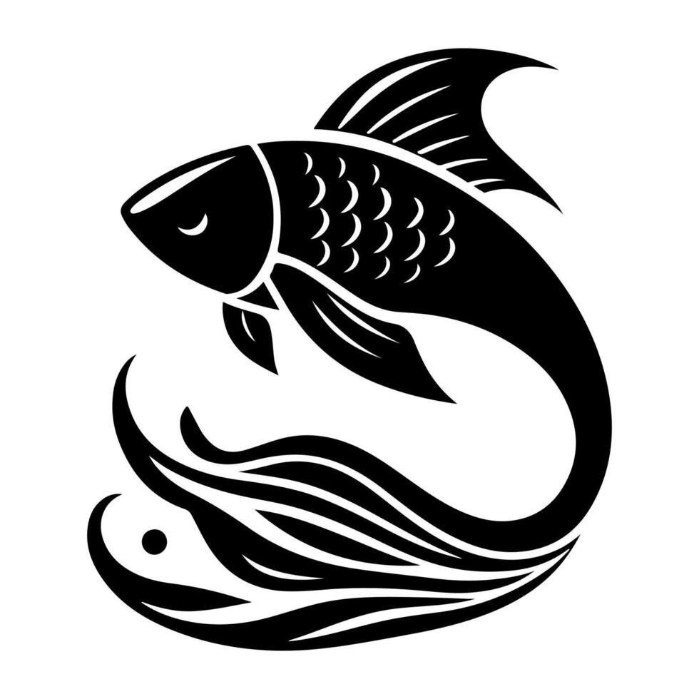 Freshwater fish silhouettes collection. Fish icon isolated vector