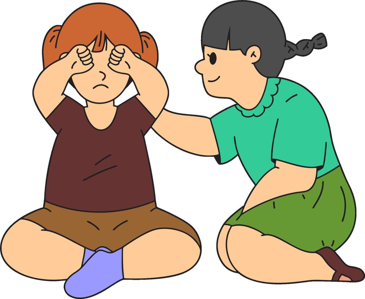 a cartoon of a woman helping a child vector