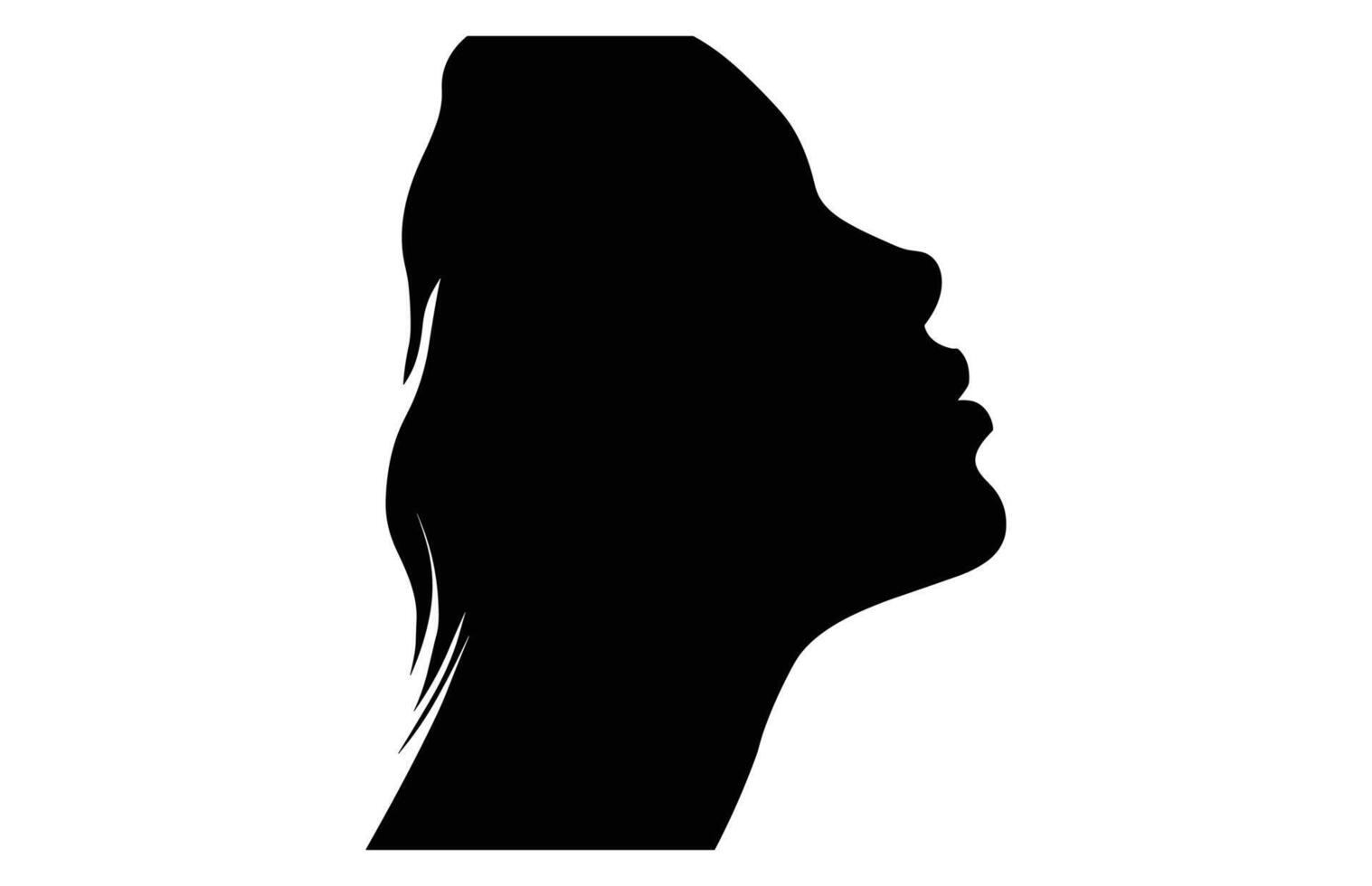 Beautiful Face Woman Side View Silhouette on Isolated white background, Woman avatar, Female face Silhouette vector