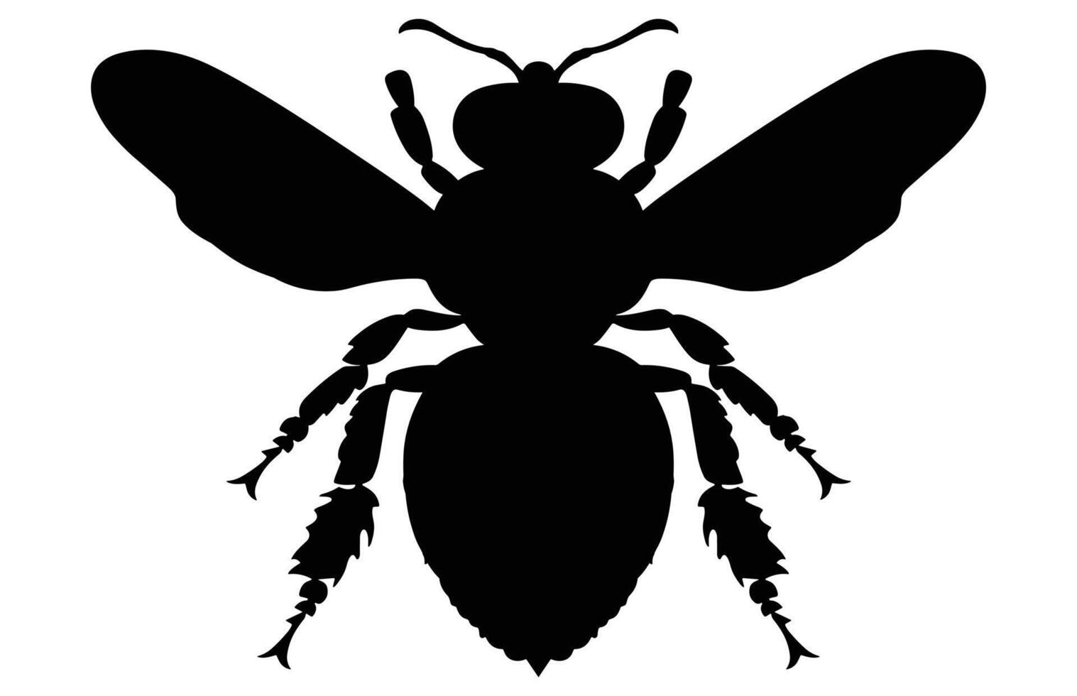 Bee Silhouette isolated black on white background Illustration, Honey Bee Icon, Honey bee insect silhouette. vector