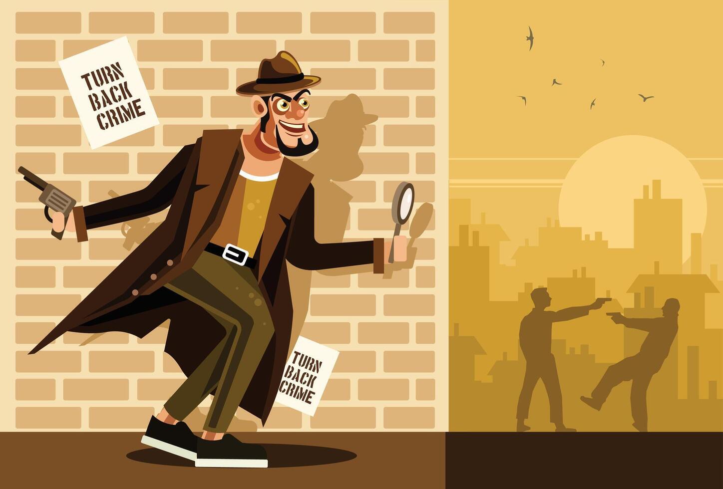 Detective Character Graphics Illustration vector