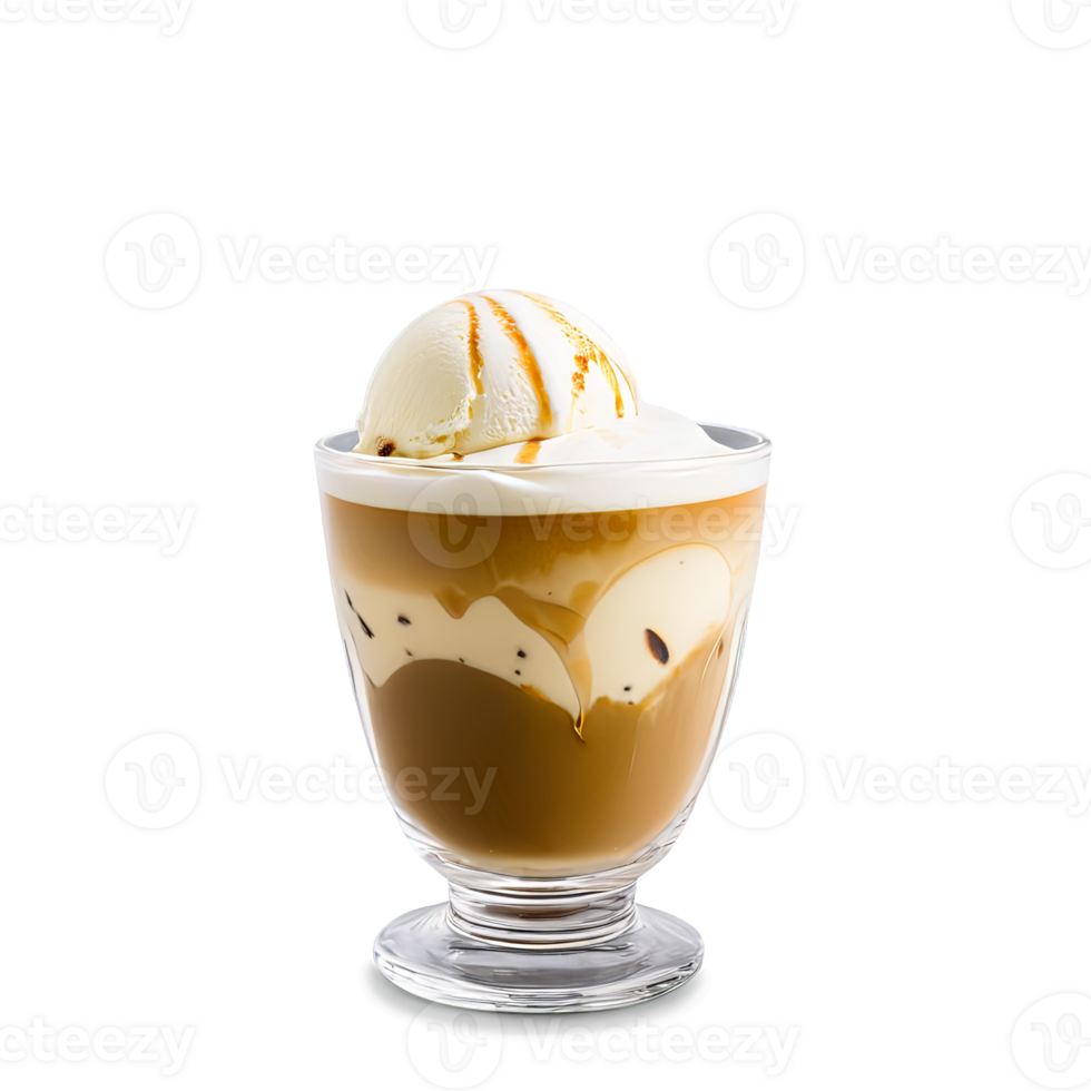 Iced Affogato A scoop of vanilla ice cream drowned in a shot of chilled espresso png