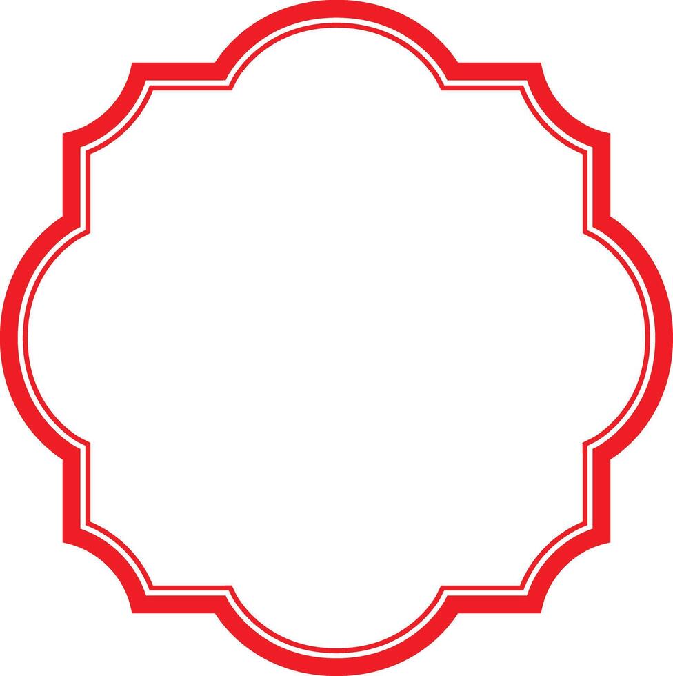 Triple-Lined Curvy Border Red frame elegant icon vector
