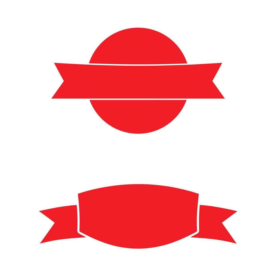 ribbon simple red blank set clip art illustration Badge and Crest Template Set vector