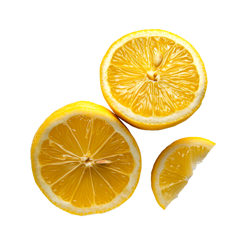 Sliced fresh lemon. realistic isolated lemon png