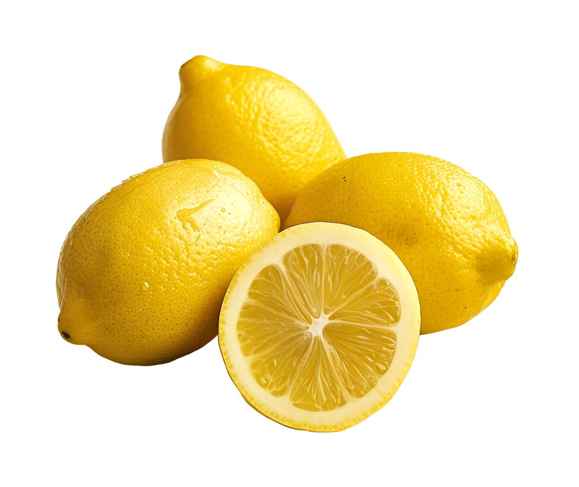 Fresh lemons group sliced lemon png