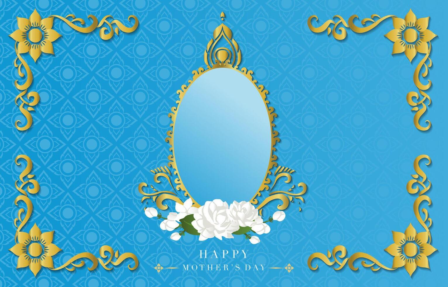 mother's day blue invitation with jasmine for horizontal design vector