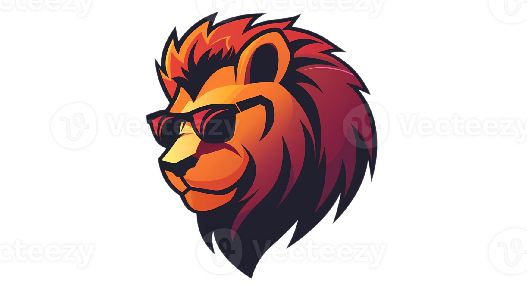 lion head with sunglasses on transparent background png
