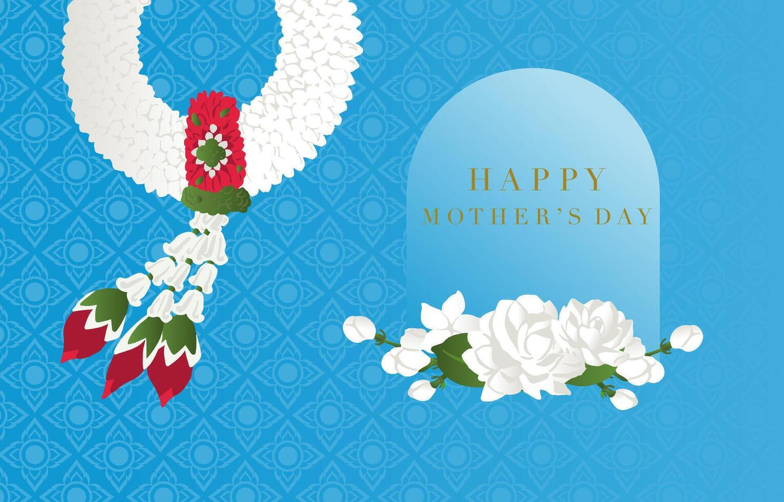 mother's day blue invitation with jasmine for horizontal design vector