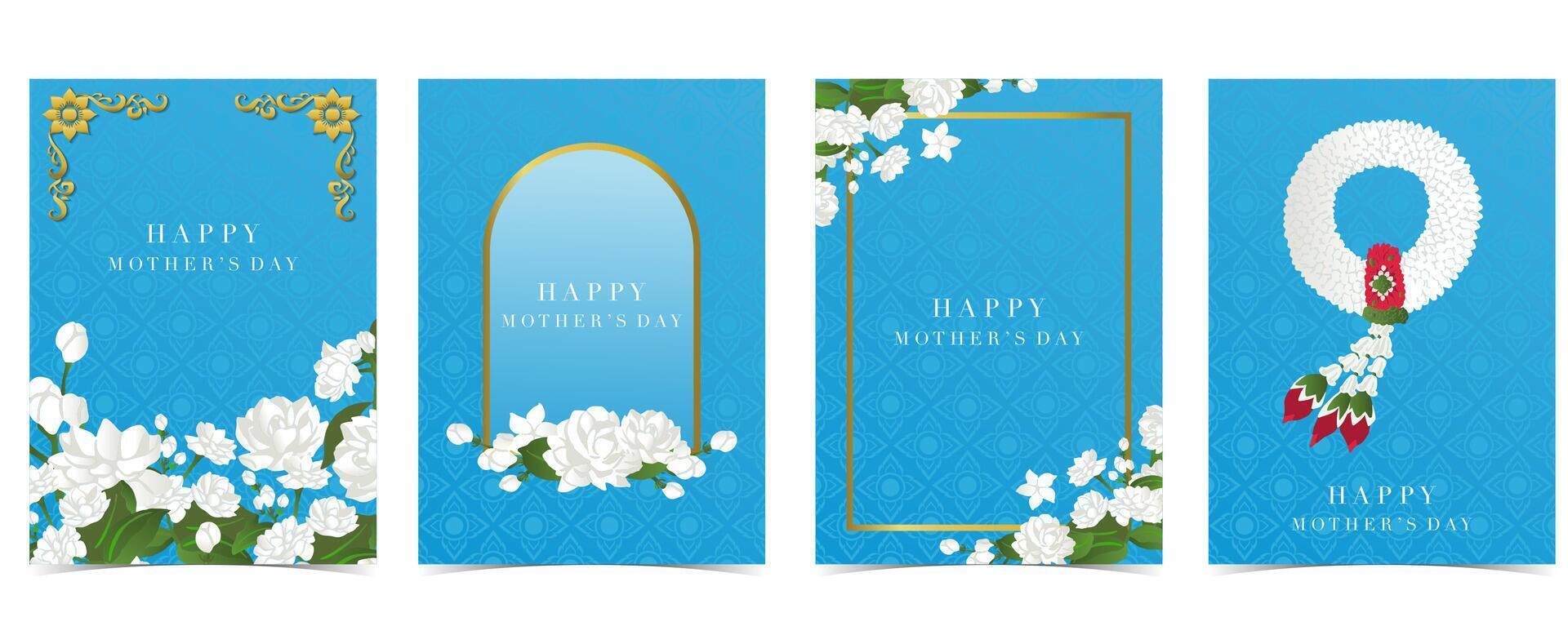 mother's day blue invitation with jasmine for a4 vertical design vector