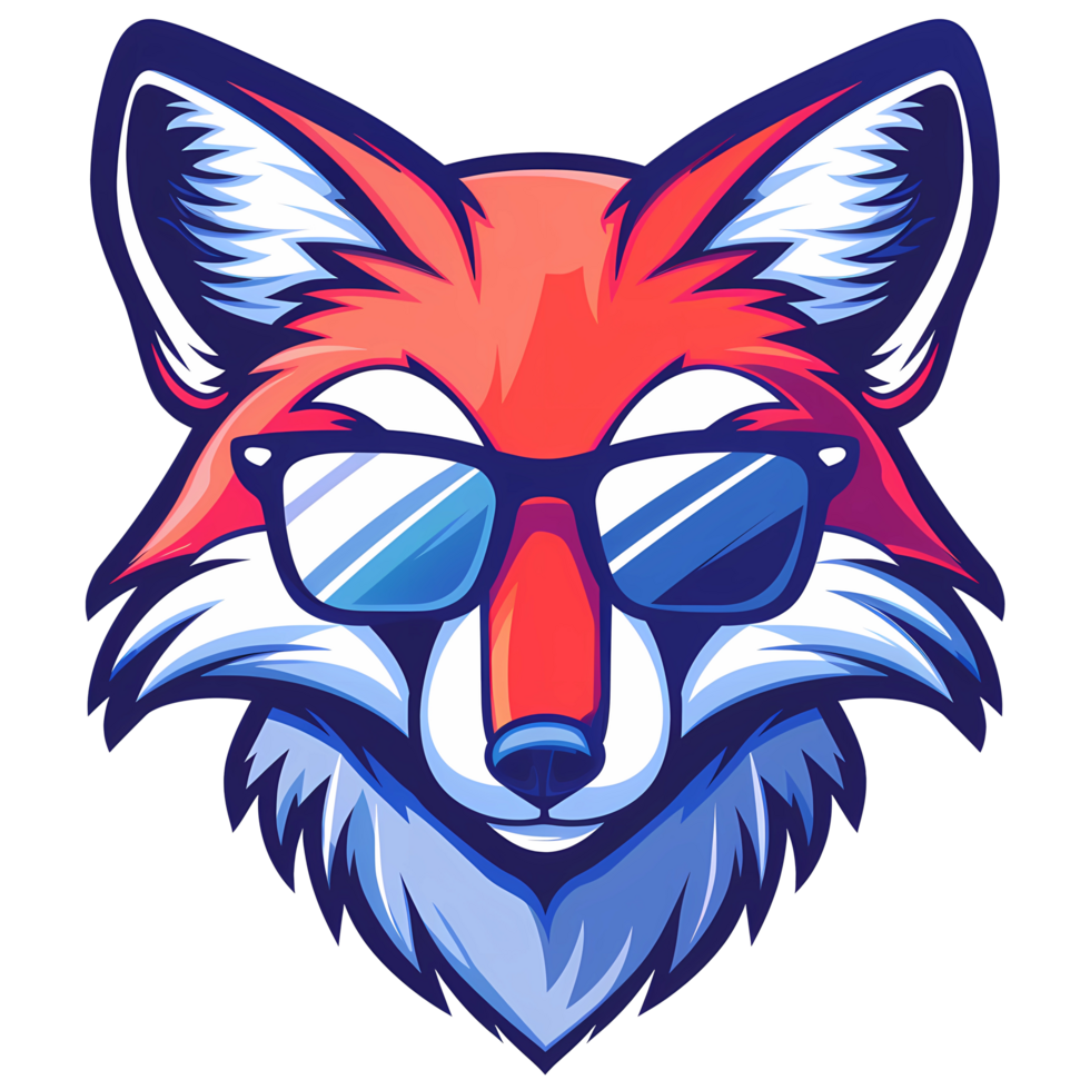 a cartoon fox wearing sunglasses on a transparent background png