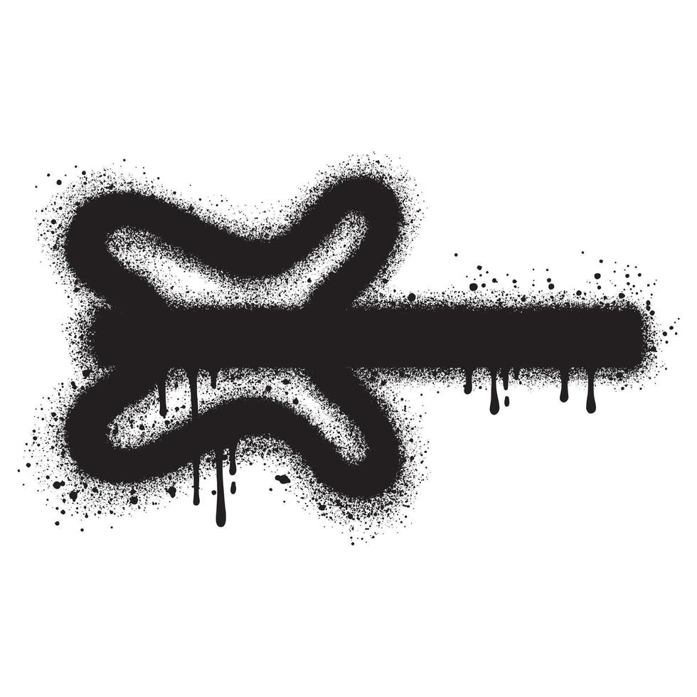 Guitar in urban graffiti style with black spray paint. vector